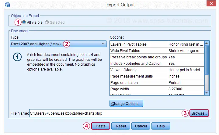 Exportar salida SPSS a Excel