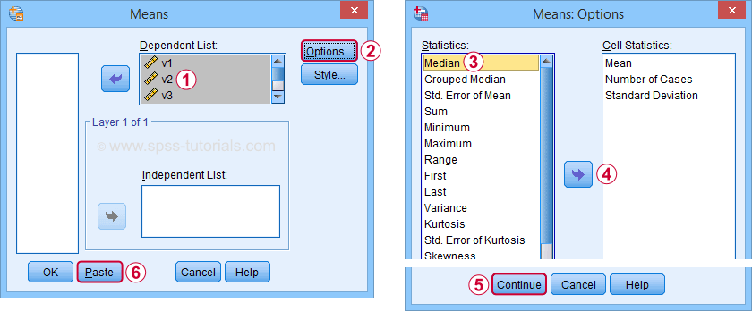 Median In SPSS Via Means Dialog