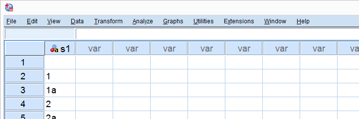 SPSS Alter Type Bug Data View Before