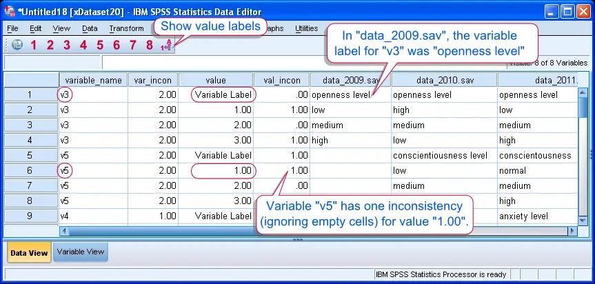 SPSS Compare Dictionaries Tool Result SPSS Compare Dictionaries Tool Result
