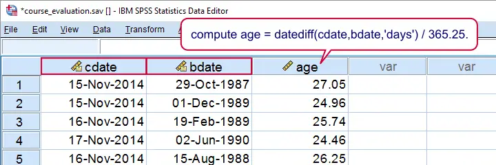 SPSS Compute Age Example