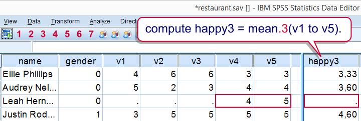 SPSS - Computing Means over Variables