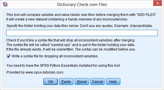 SPSS Compare Dictionaries Tool SPSS Compare Dictionaries Tool