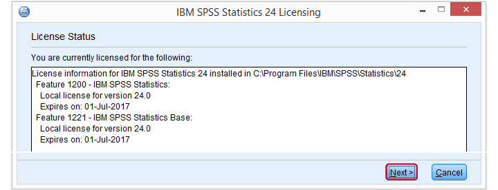 license authorization wizard to contact spss inc