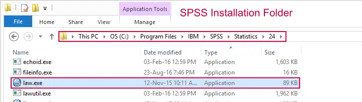 SPSS Law.exe in Installation Folder