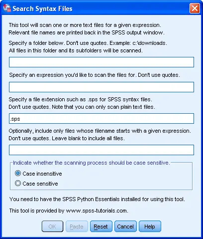 SPSS Search Syntax Files Tool SPSS Search Syntax Files Tool