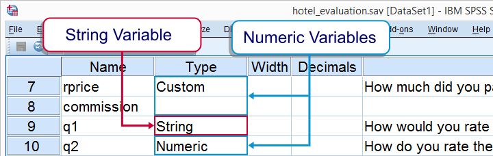 SPSS String or Numeric Variables