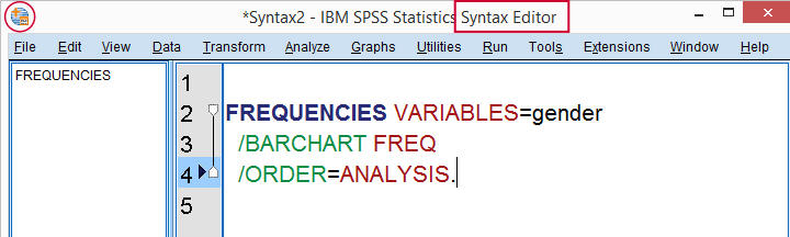 SPSS Syntax Editor Window Example