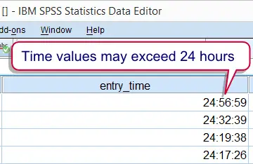 SPSS Time Variable Large Values