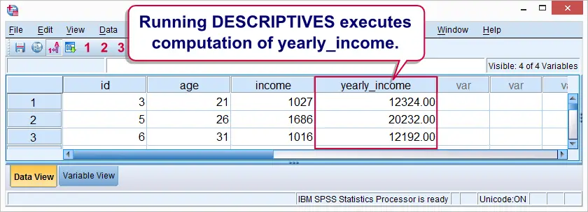 SPSS Transformations Executed