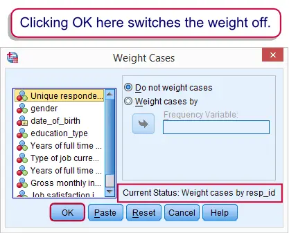 SPSS Weight Off SPSS Weight Off
